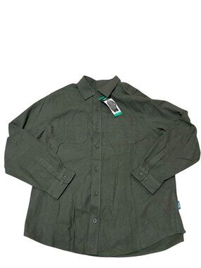 Woolrich Men's 100% Cotton Chamois Shirt, Green XL Long Sleeve Button NWT